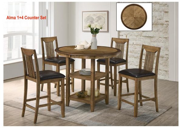 TimbeReality - Golden Tech Furniture Industries - Alma 1+4 Counter Set