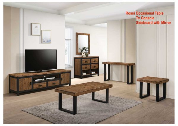 TimbeReality - Golden Tech Furniture Industries - Rossi Occasional Table TV Console Sideboard with Mirror